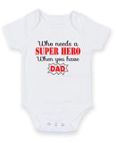 Who Needs A Super Hero Personalised Baby Boy Girl Unisex Short Sleeve Bodysuit