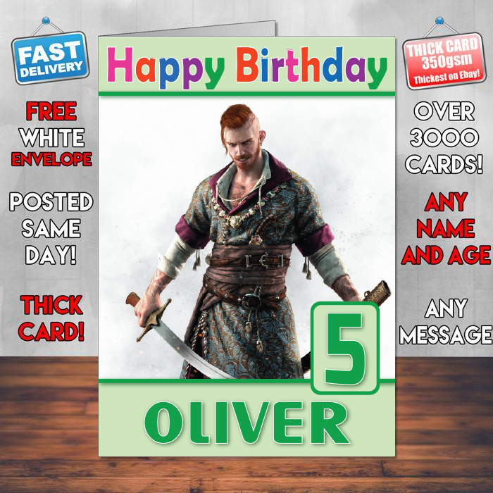 Personalised Wild Hunt Olgierd Inspired Style Game Kids Inspired Birthday Card (SA)