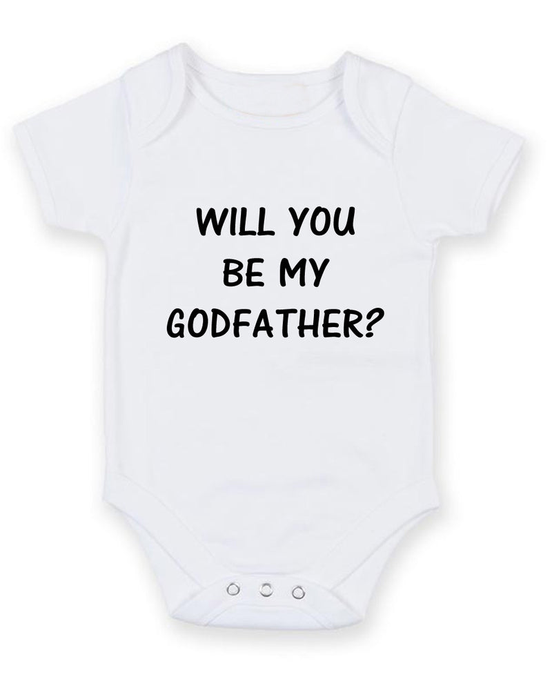 Will You Be My Godfather Personalised Baby Boy Girl Unisex Short Sleeve Bodysuit