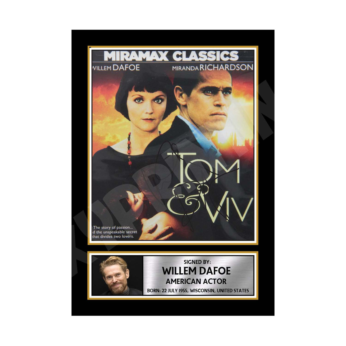 Willem Dafoe 1 Movie Printed Signature Print – A1 Print Only