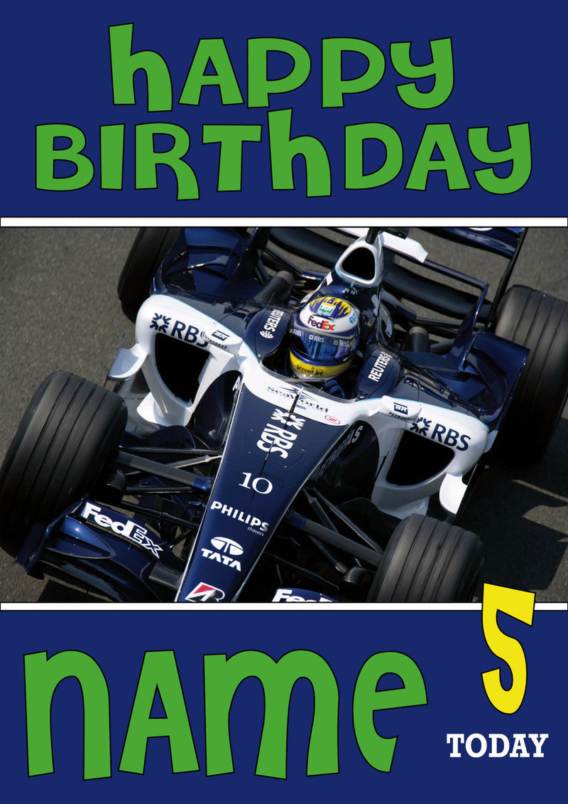 Personalised Williams F1 THEME INSPIRED PERSONALISED Kids Adult Birthday Card 5