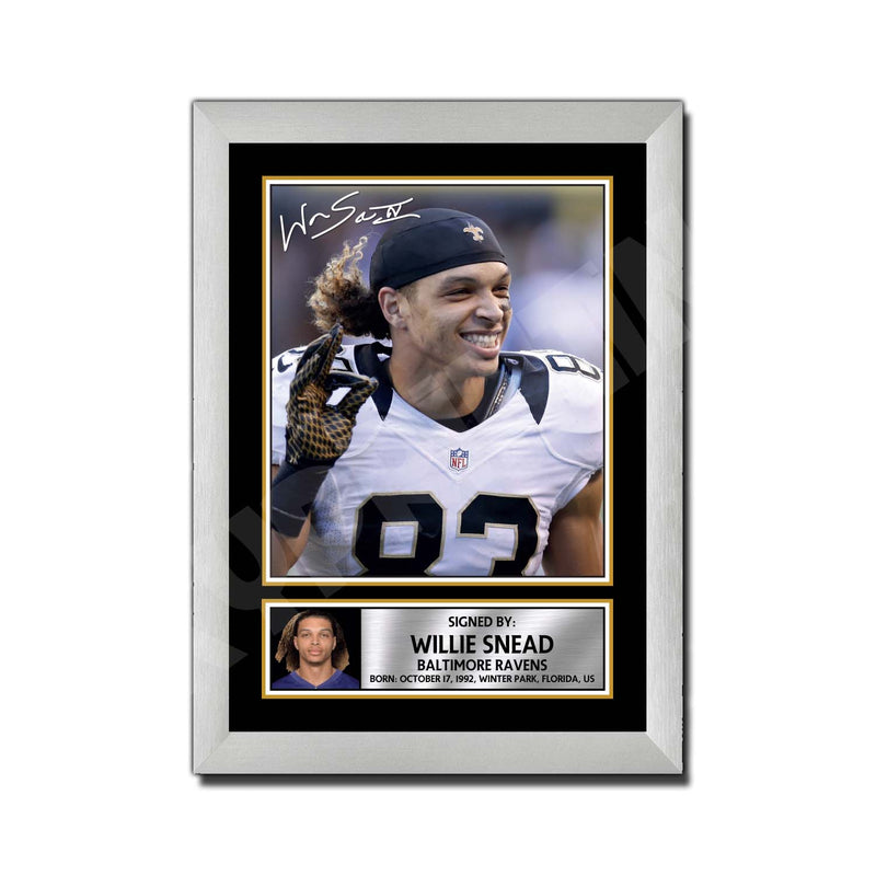 Willie Snead 1 Limited Edition Football Signed Print - American Footballer