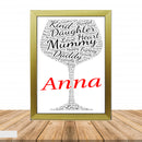 Personalised Wine Glass 1 (3) Word Art Poster Print