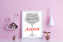 Personalised Wine Glass 1 (3) Word Art Poster Print