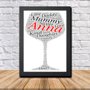 Personalised Wine Glass 1 B Word Art Poster Print