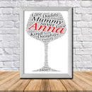 Personalised Wine Glass 1 B Word Art Poster Print