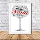 Personalised Wine Glass 1 B Word Art Poster Print