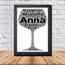 Personalised Wine Glass 1 Word Art Poster Print