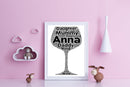Personalised Wine Glass 1 Word Art Poster Print