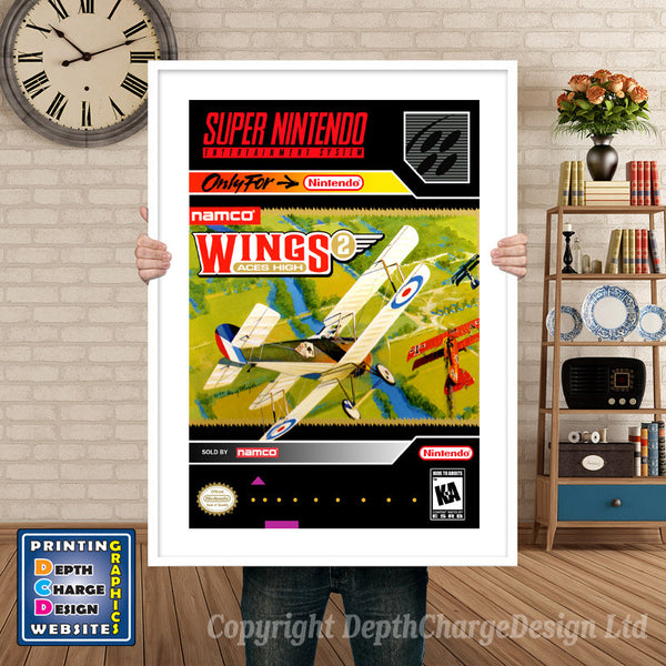 Wings 2 Super Nintendo Game Inspired Theme Retro Gaming Poster
