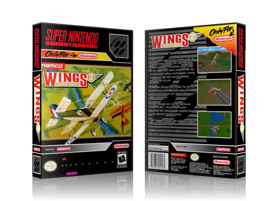 Wings 2 Replacement Nintendo SNES Game Case Or Cover – SNES Replacement Game case product image 1