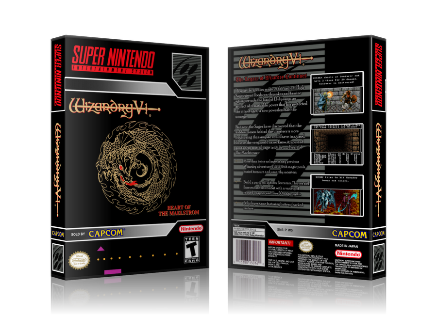 Wizardry V Heart Of The Maelstrom Replacement Nintendo SNES Game Case Or Cover – SNES Replacement Game case product image 1