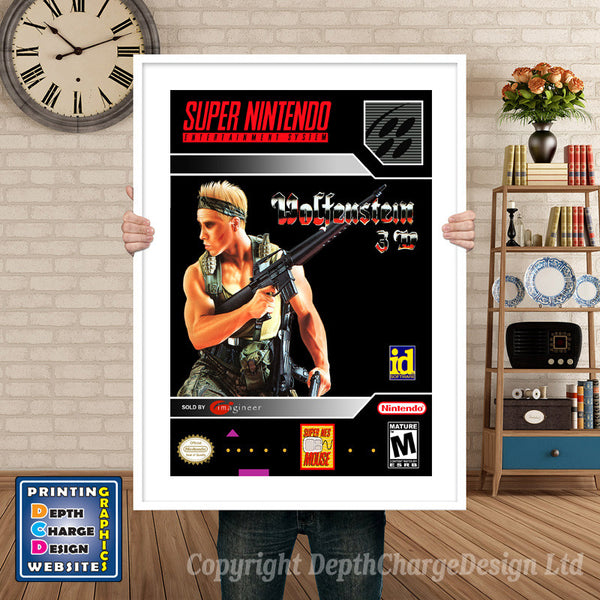 Wolfenstein 3D Super Nintendo Game Inspired Theme Retro Gaming Poster
