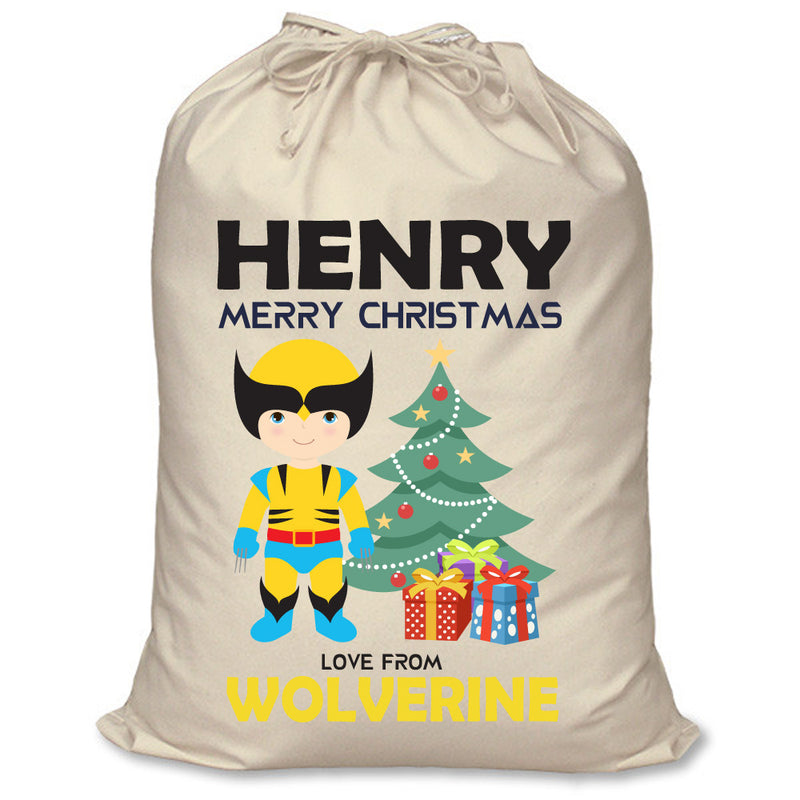 PERSONALISED Cartoon Inspired Super Hero Wolf HENRY - XL Children's Christmas Santa Sack CUSTOMISE Present