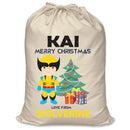 PERSONALISED Cartoon Inspired Super Hero Wolf KAI - XL Children's Christmas Santa Sack CUSTOMISE Present