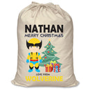 PERSONALISED Cartoon Inspired Super Hero Wolf NATHAN - XL Children's Christmas Santa Sack CUSTOMISE Present