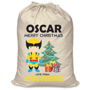 PERSONALISED Cartoon Inspired Super Hero Wolf OSCAR - XL Children's Christmas Santa Sack CUSTOMISE Present