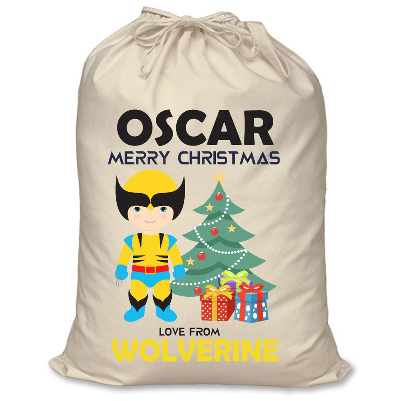 PERSONALISED Cartoon Inspired Super Hero Wolf OSCAR - XL Children's Christmas Santa Sack CUSTOMISE Present