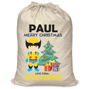 PERSONALISED Cartoon Inspired Super Hero Wolf PAUL - XL Children's Christmas Santa Sack CUSTOMISE Present