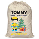 PERSONALISED Cartoon Inspired Super Hero Wolf TOMMY - XL Children's Christmas Santa Sack CUSTOMISE Present