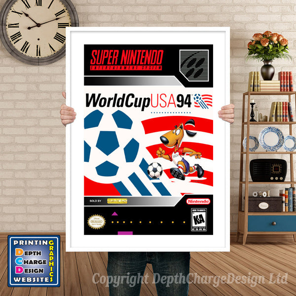 World Cup USA 94 Super Nintendo Game Inspired Theme Retro Gaming Poster