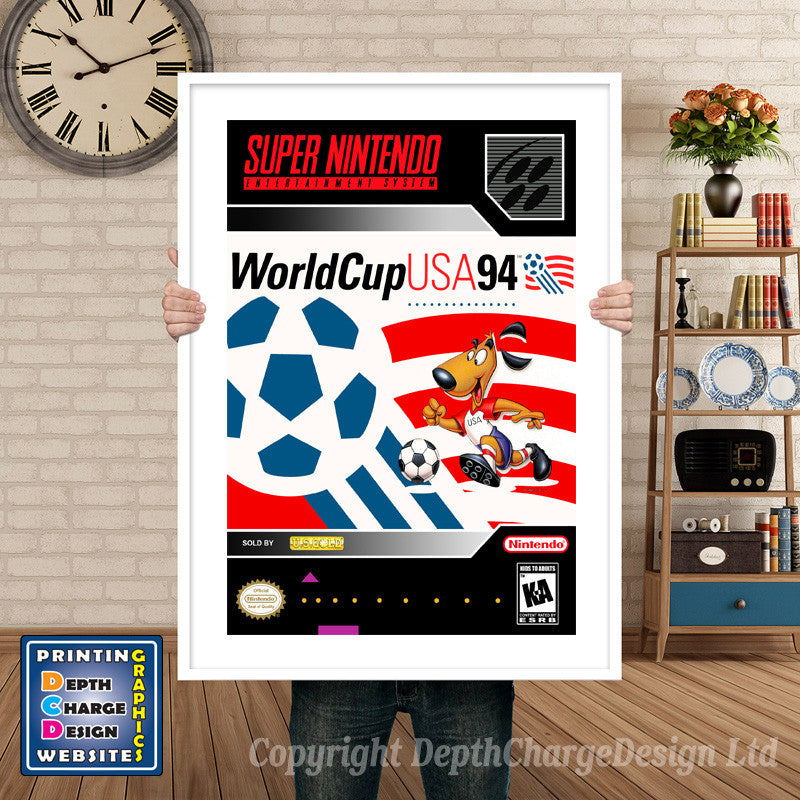 World Cup USA 94 Super Nintendo GAME INSPIRED THEME Retro Gaming Poster A4 A3 A2 Or A1