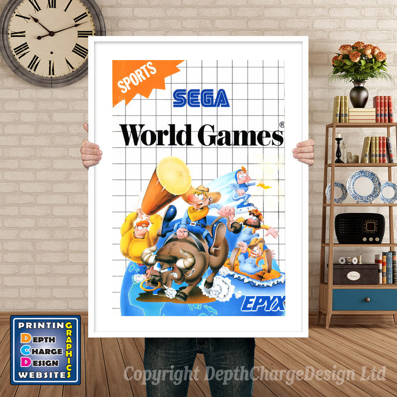 World Games- Sega Mastersystem Inspired Retro Gaming Poster A4 A3 A2 Or A1 – World Games- Sega Mastersystem Inspired Retro Gaming Poster