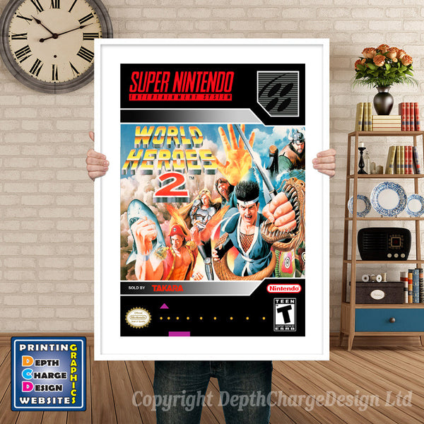 World Heoes 2 Super Nintendo Game Inspired Theme Retro Gaming Poster