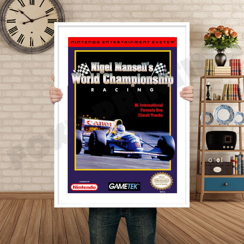 World Championship Nigel Mansell Retro GAME INSPIRED THEME Nintendo NES Gaming A4 A3 A2 Or A1 Poster Art 639