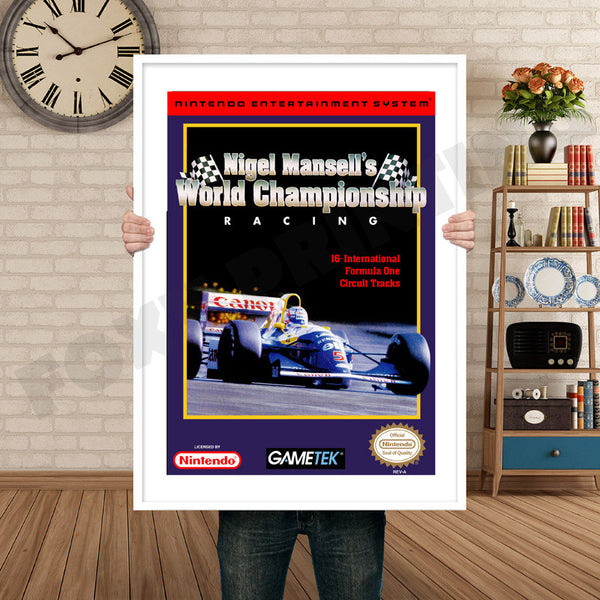World Championship Nigel Mansell Retro Game Inspired Theme Nintendo NES Gaming