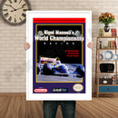 World Championship Nigel Mansell Retro GAME INSPIRED THEME Nintendo NES Gaming A4 A3 A2 Or A1 Poster Art 639