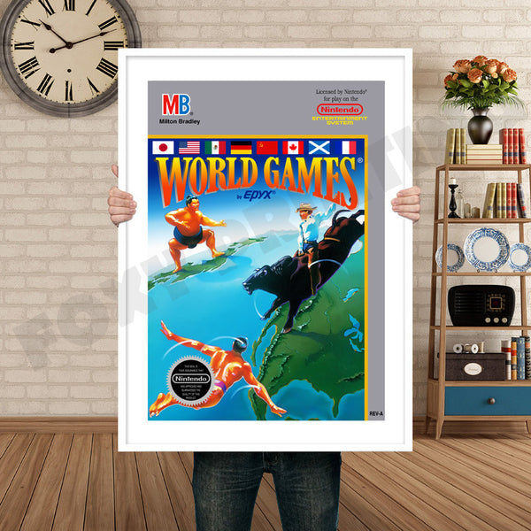 World Games Retro Game Inspired Theme Nintendo NES Gaming