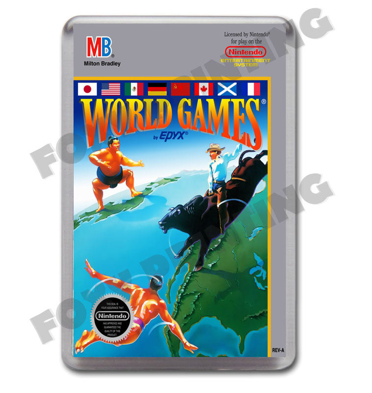 World Games Retro Nintendo NES Game Inspired Fridge Magnet 642