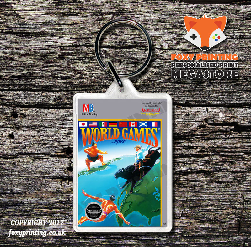 World Cup Retro NES Game Cover Art Gaming Keyring