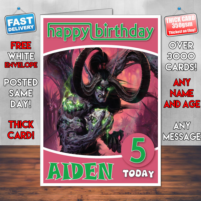 Personalised World Of Warcraft Burning Crusade Inspired Style Game Kids Inspired Birthday Card (SA)
