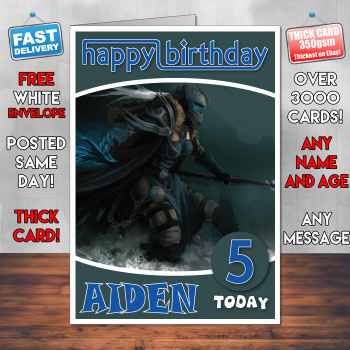Personalised World Of Warcraft Death Knight Inspired Style Game Kids Inspired Birthday Card (SA)