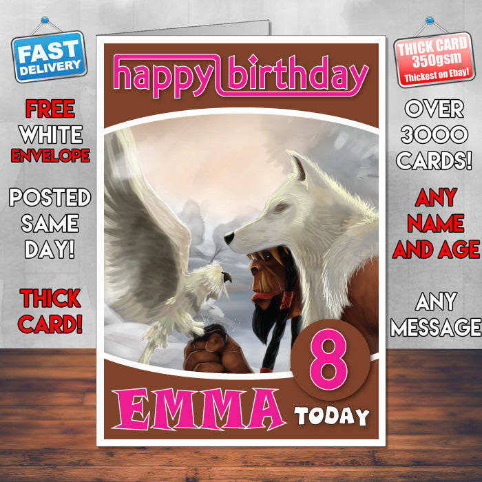 Personalised World Of Warcraft Warlords Of Draenor Inspired Style Game Kids Inspired Birthday Card (SA)