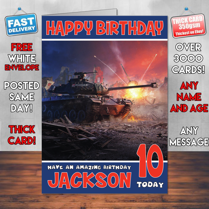 Personalised World Of Tanks New Inspired Style Game Kids Inspired Birthday Card (SA)