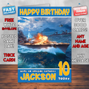 Personalised World Of Warships Inspired Style Game Kids Inspired Birthday Card (SA)
