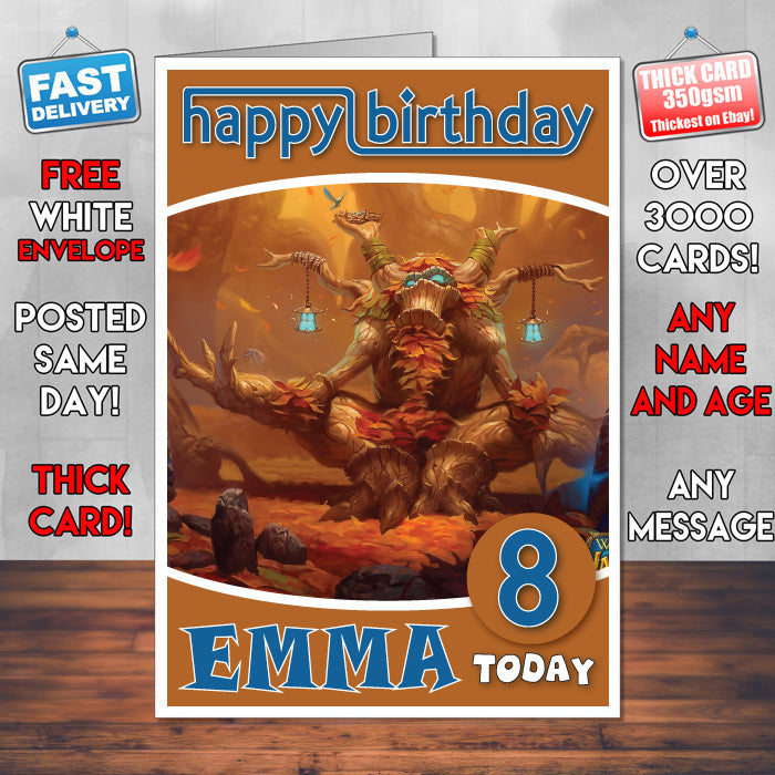 Personalised Wow Druid Inspired Style Game Kids Inspired Birthday Card (SA)