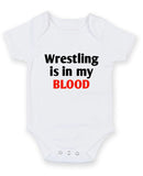 Wrestling Is In My Blood Personalised Baby Boy Girl Unisex Short Sleeve Bodysuit