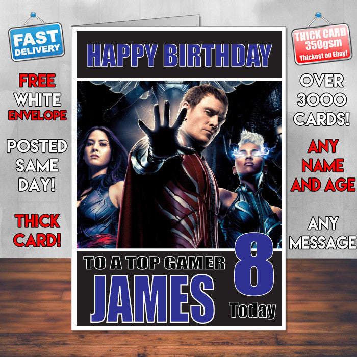 XMEN APOCALYPSE 2 BM THEME INSPIRED Style PERSONALISED Kids Adult FUNNY Birthday Card