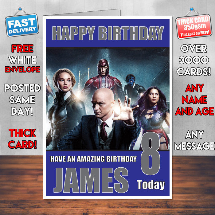 XMEN APPACOLYPSE 2 BM1 THEME INSPIRED Style PERSONALISED Kids Adult FUNNY Birthday Card