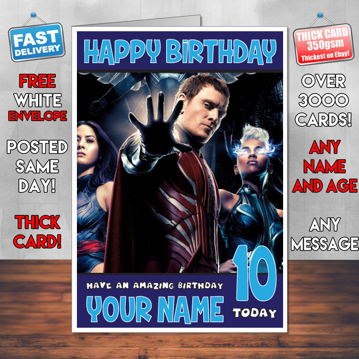 XMEN APPOCOLYPSE BM2 THEME INSPIRED Style PERSONALISED Kids Adult FUNNY Birthday Card