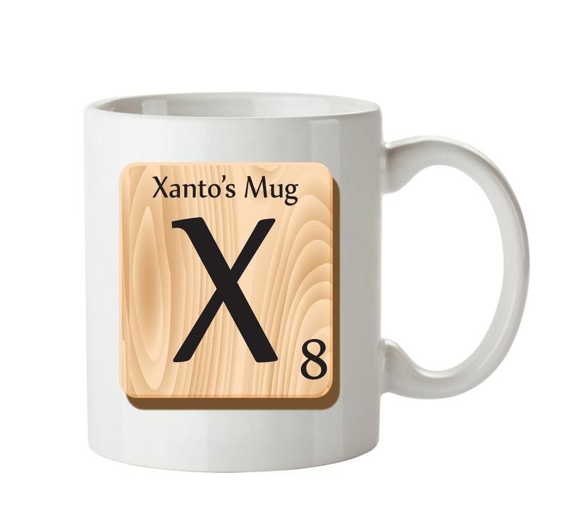 Initial "X" Your Name Scrabble Mug FUNNY