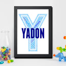 Personalised Name Word Art Poster Print Blue Letter Y