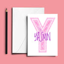 Personalised Name Word Art Poster Print Pink Letter Y