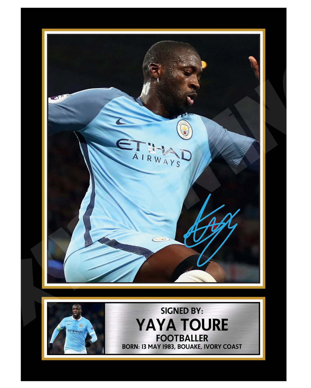 YAYA TOURE 2 Football Player Printed Signature Print – Yaya Toure 2 Football Player Printed Signature Print – A1 Print Only