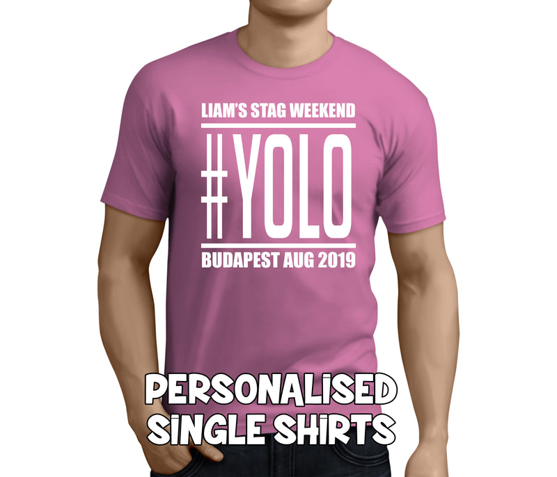 YOLO White Custom Stag T-Shirt - Any Name - Party Tee