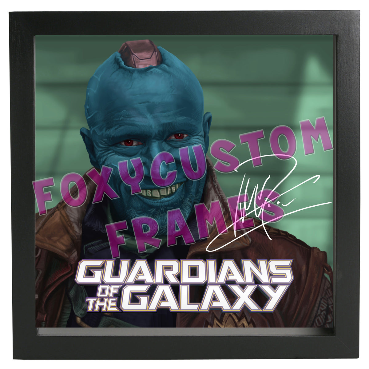 Yondu - Guardians of the Galaxy Signed Lego Display Case - Minifigure Display Background and Frames – Yondu - Guardians of the Galaxy Printed Signature Lego Display Case